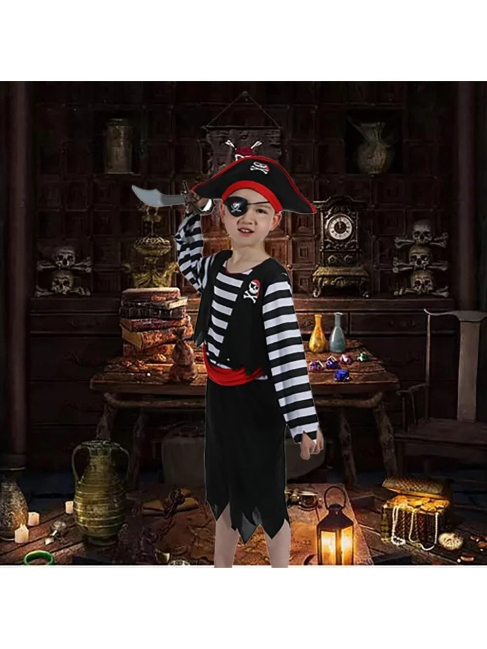 Kids' Pirate Costume Set with Hat, Eyepatch & Cutlass - Fun Dress-Up Outfit